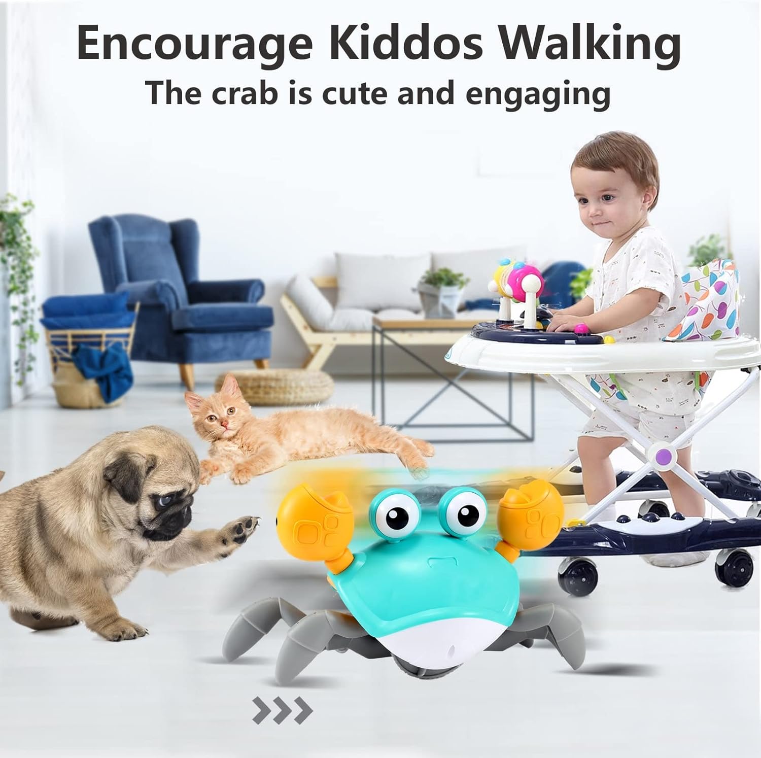 Crawling Crab Baby Toy - Infant Toy - Baby Boy Learning to Crawl from 6 Months. Walk Toddler from 36 Months.