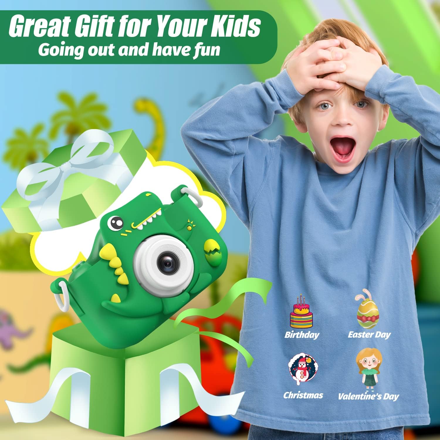 Dino Camera for Kids | 1080P HD | Toy for 6 7 8 9 years