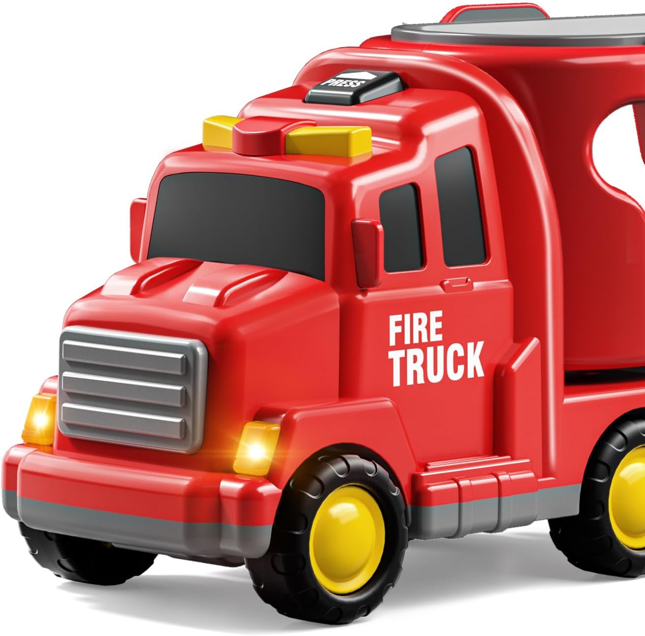 Fire Truck Toy with 4 Small Cars and Lights and Music!