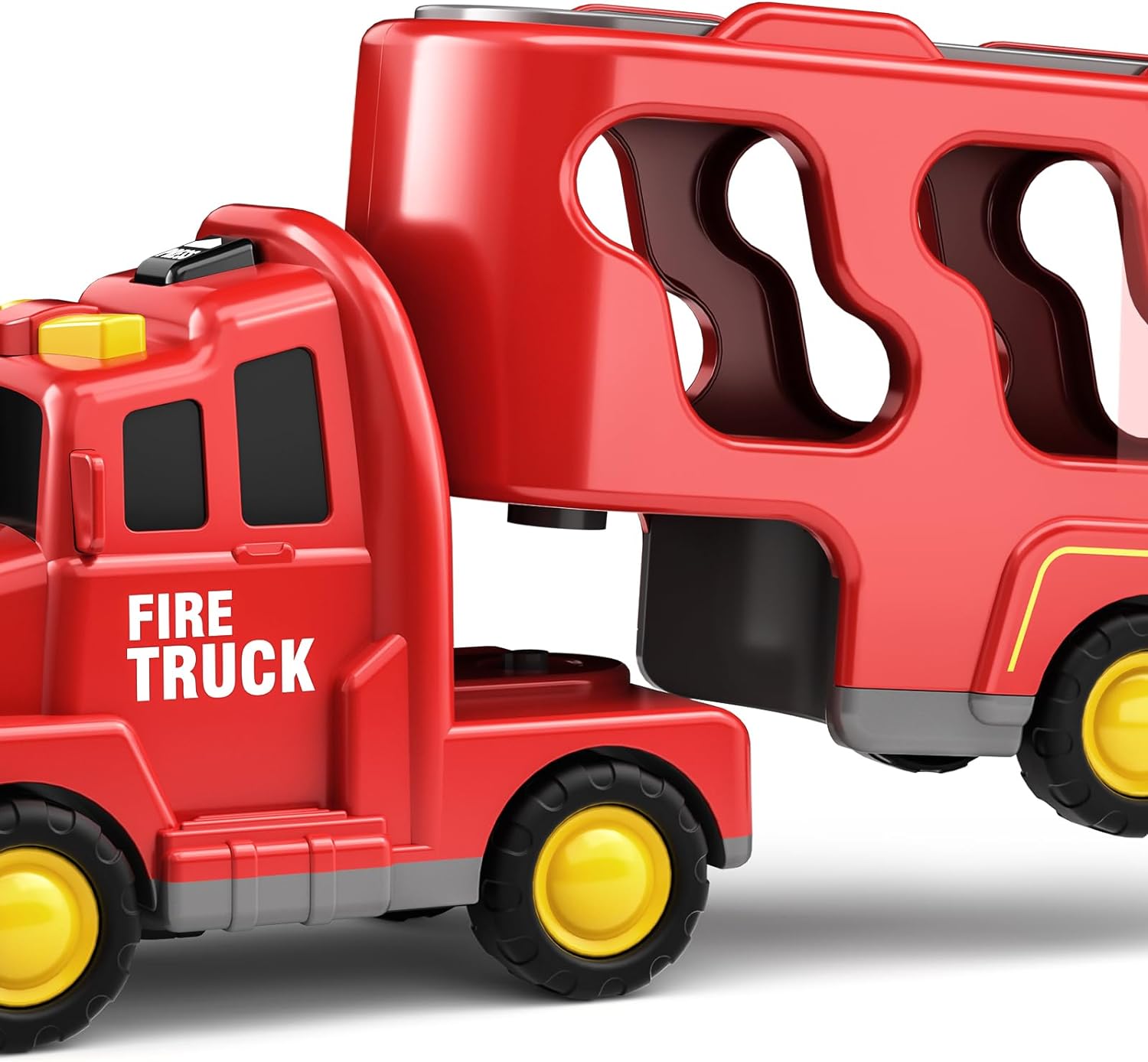 Fire Truck Toy with 4 Small Cars and Lights and Music!