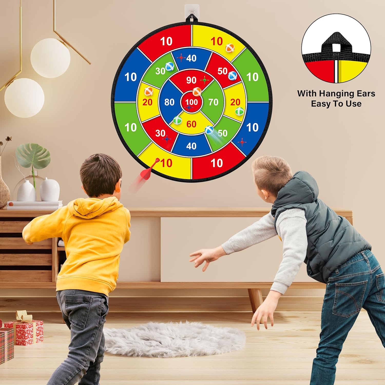 Large Dartboard for Kids | Double-Sided with Sticky Balls and Darts