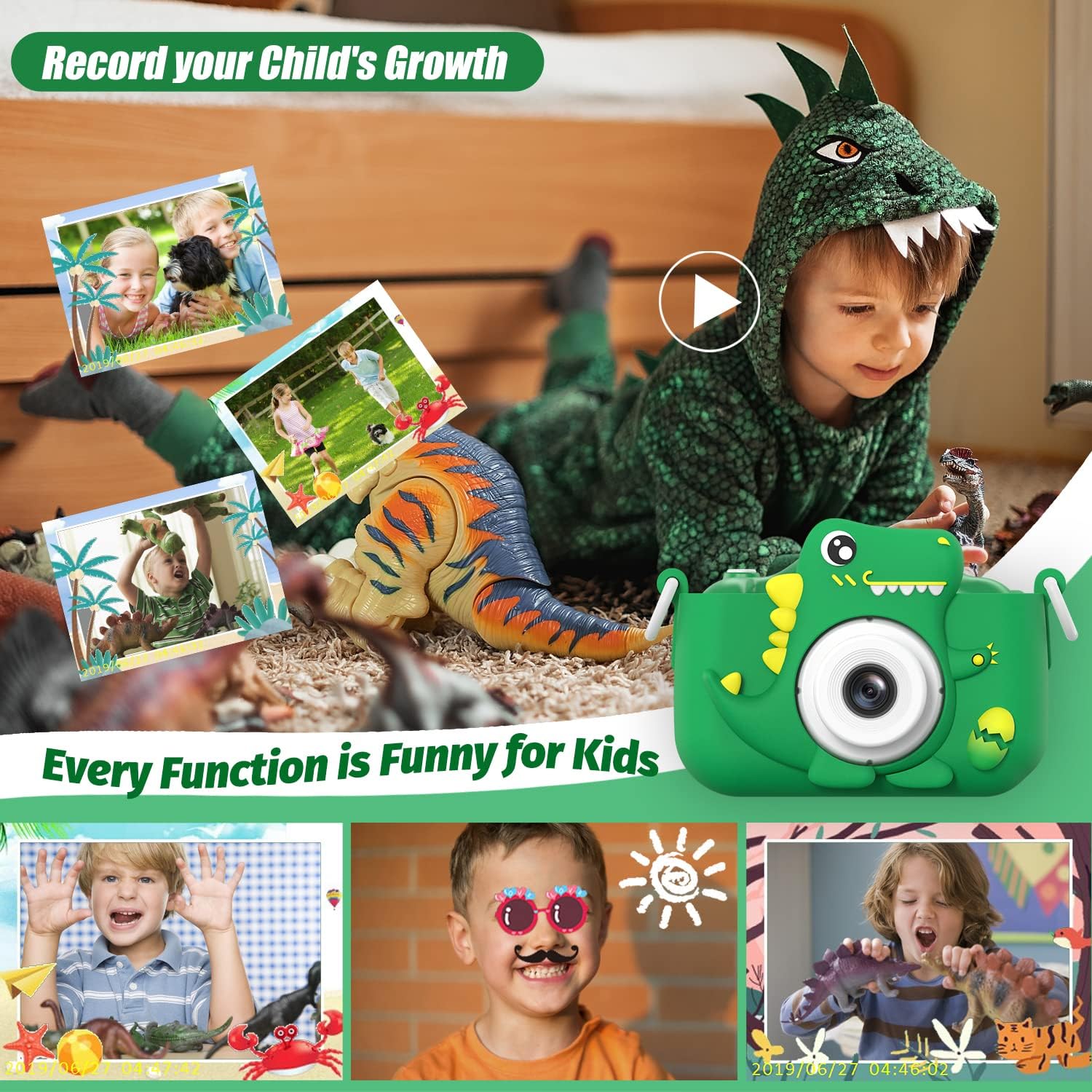 Dino Camera for Kids | 1080P HD | Toy for 6 7 8 9 years