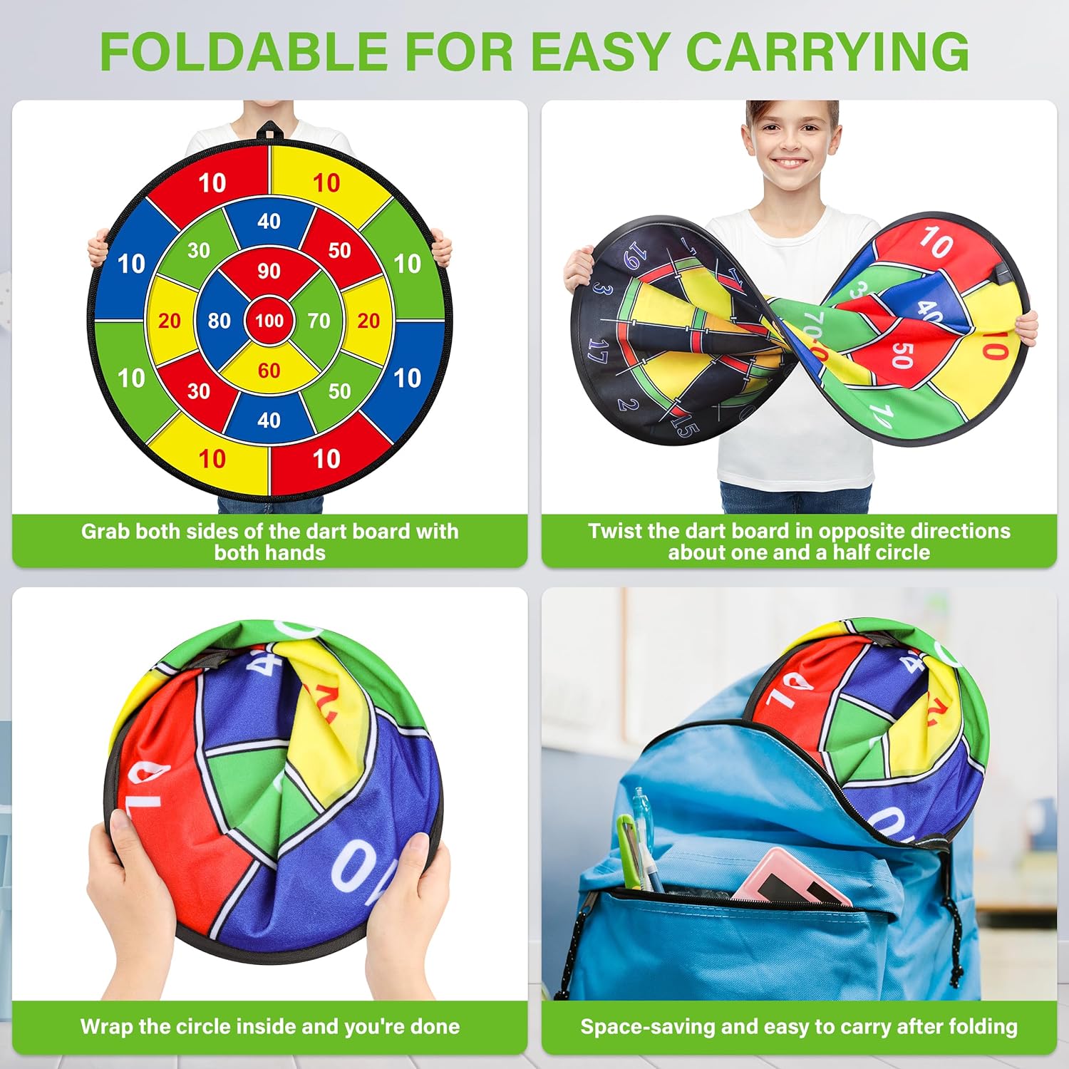 Large Dartboard for Kids | Double-Sided with Sticky Balls and Darts