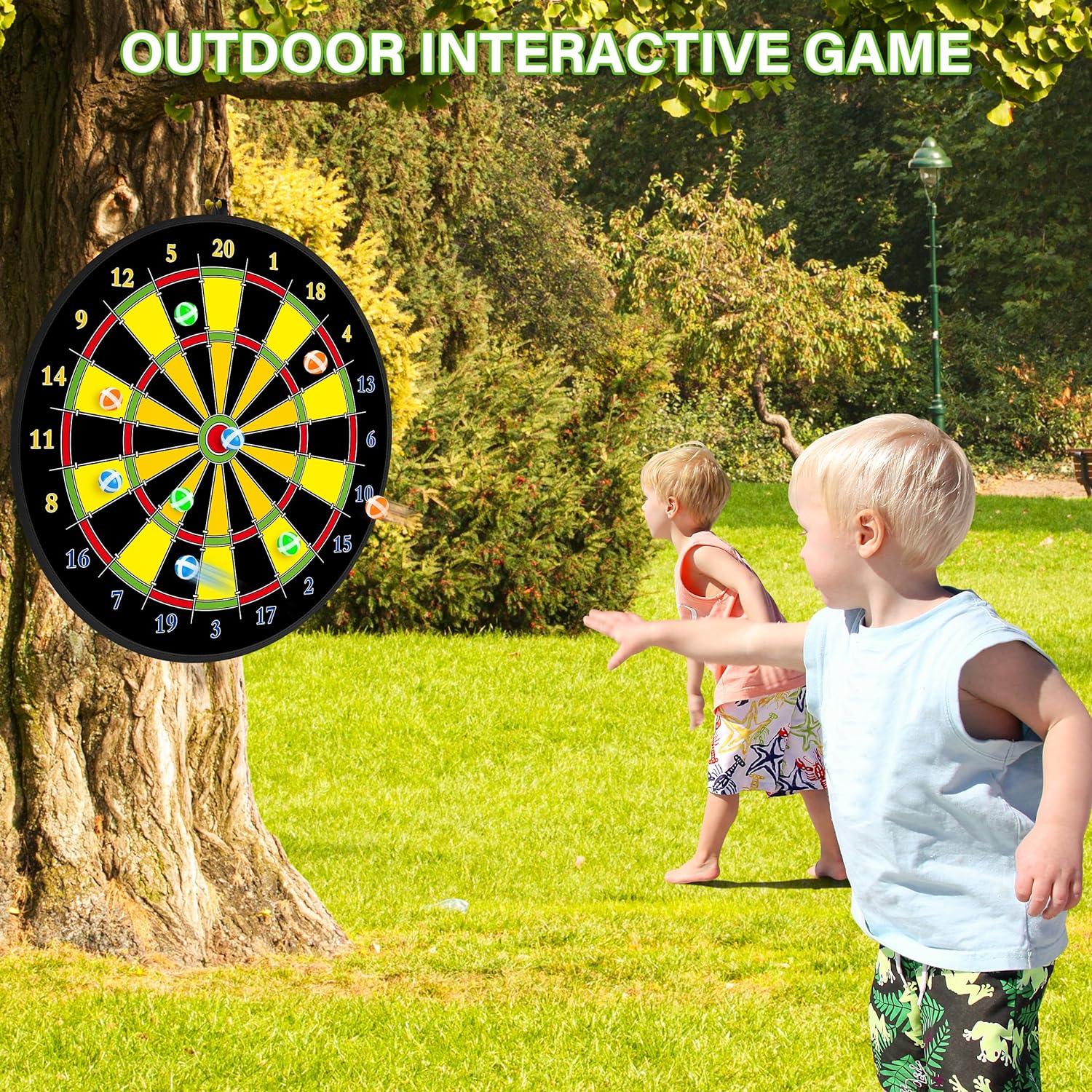 Large Dartboard for Kids | Double-Sided with Sticky Balls and Darts